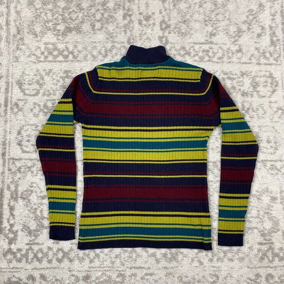 Vintage Worthington Striped Turtleneck Top Y2K High Neck Long Sleeve Shirt Small - Picture 3 of 5